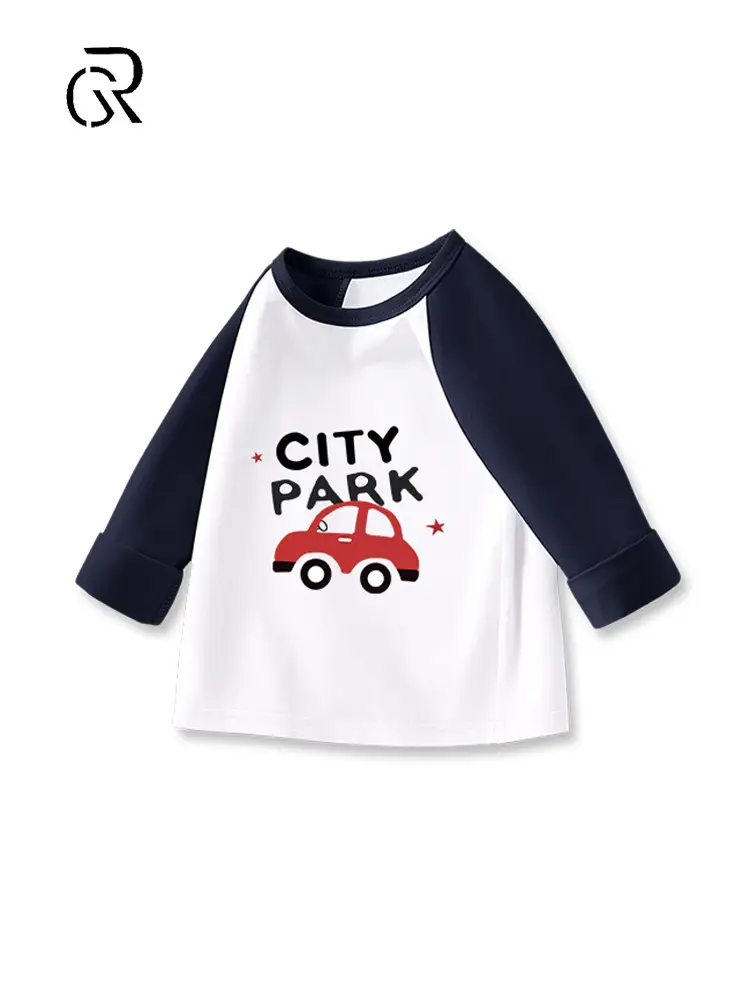 Duomeng Boys Long Sleeve T-Shirt Spring Fall New Baby Bottoming Shirt Kidsren Car Printed