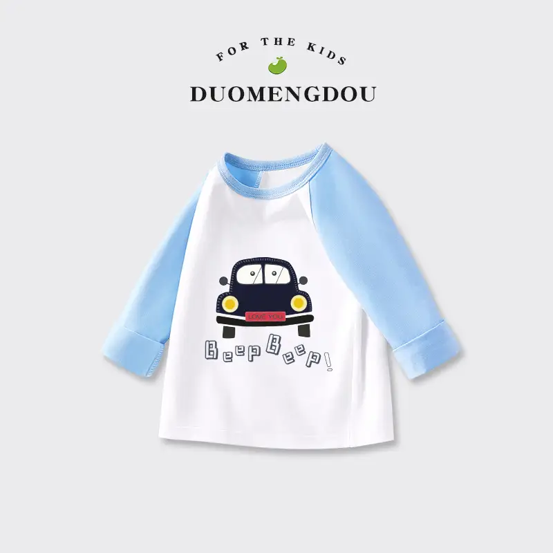 Duomeng Boys Long Sleeve T-Shirt Spring Fall New Baby Bottoming Shirt Kidsren Car Printed