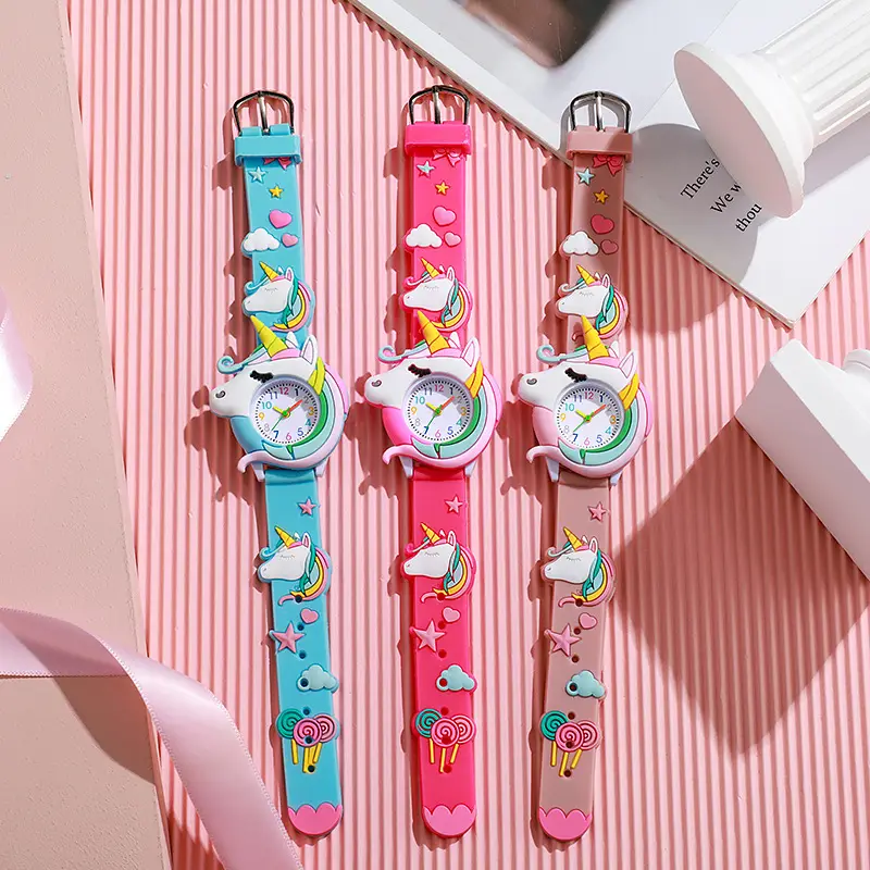 Kids Unicorn Silicone Quartz Watch Pink