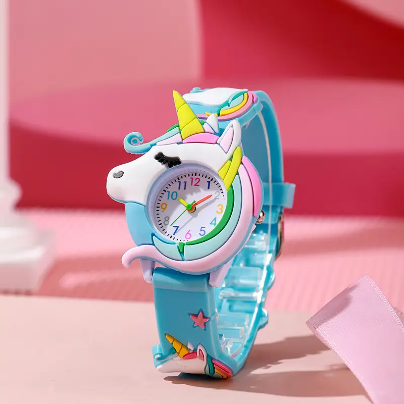 Kids Unicorn Silicone Quartz Watch Pink