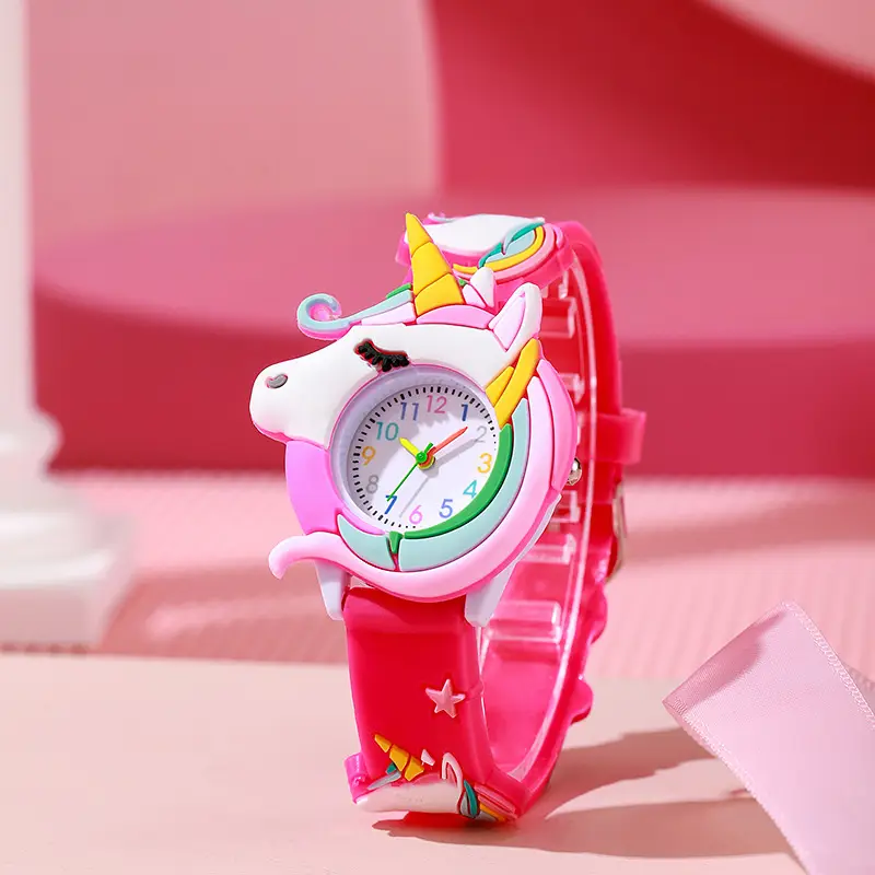 Kids Unicorn Silicone Quartz Watch Pink