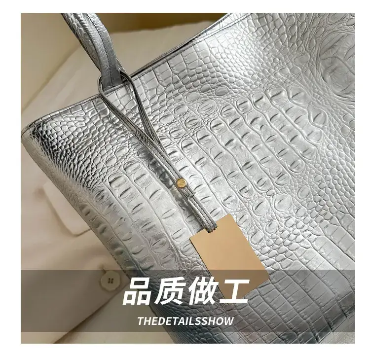 Silver Croc Embroidered Shoulder Bag for Women 2025 — feature 4
