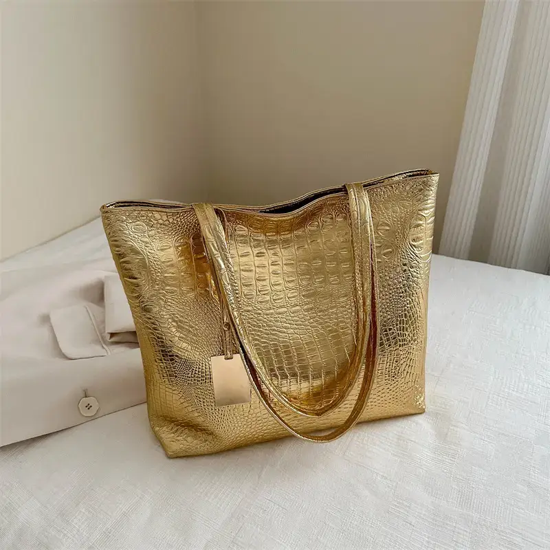 Silver Croc Embroidered Shoulder Bag for Women 2025 - Image 2
