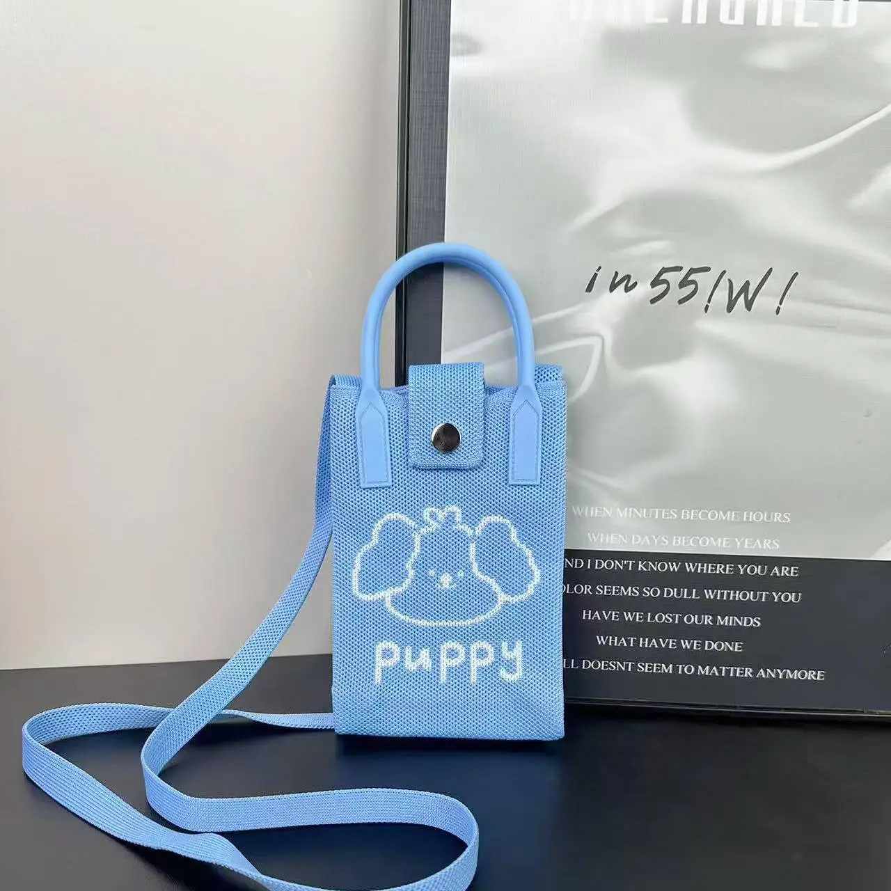 Cartoon Knitted Crossbody Bag with Green Handles - Image 95
