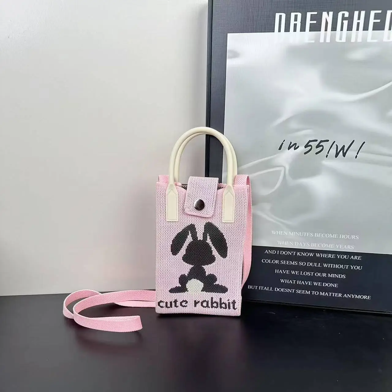 Cartoon Knitted Crossbody Bag with Green Handles - Image 97