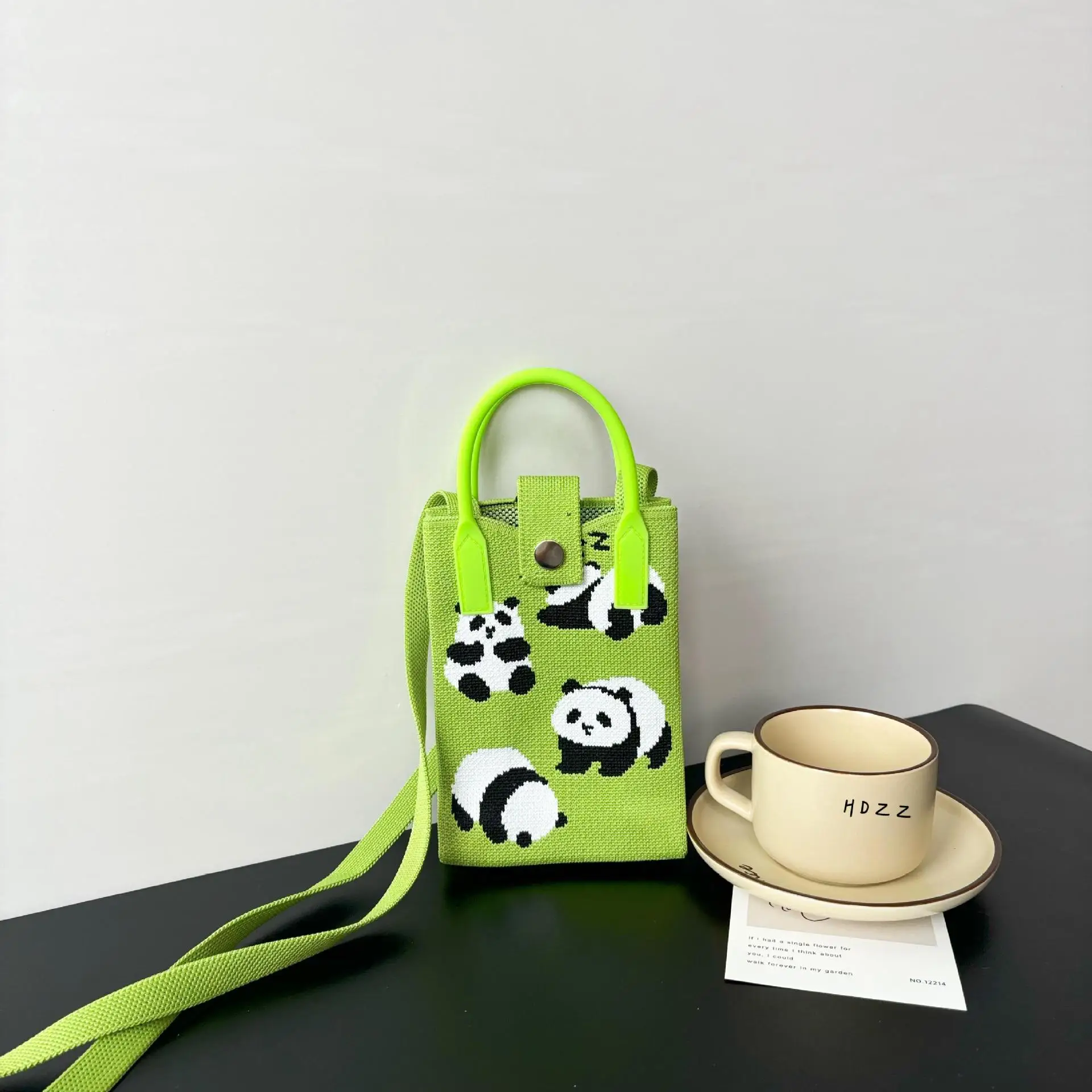 Cartoon Knitted Crossbody Bag with Green Handles - Image 18