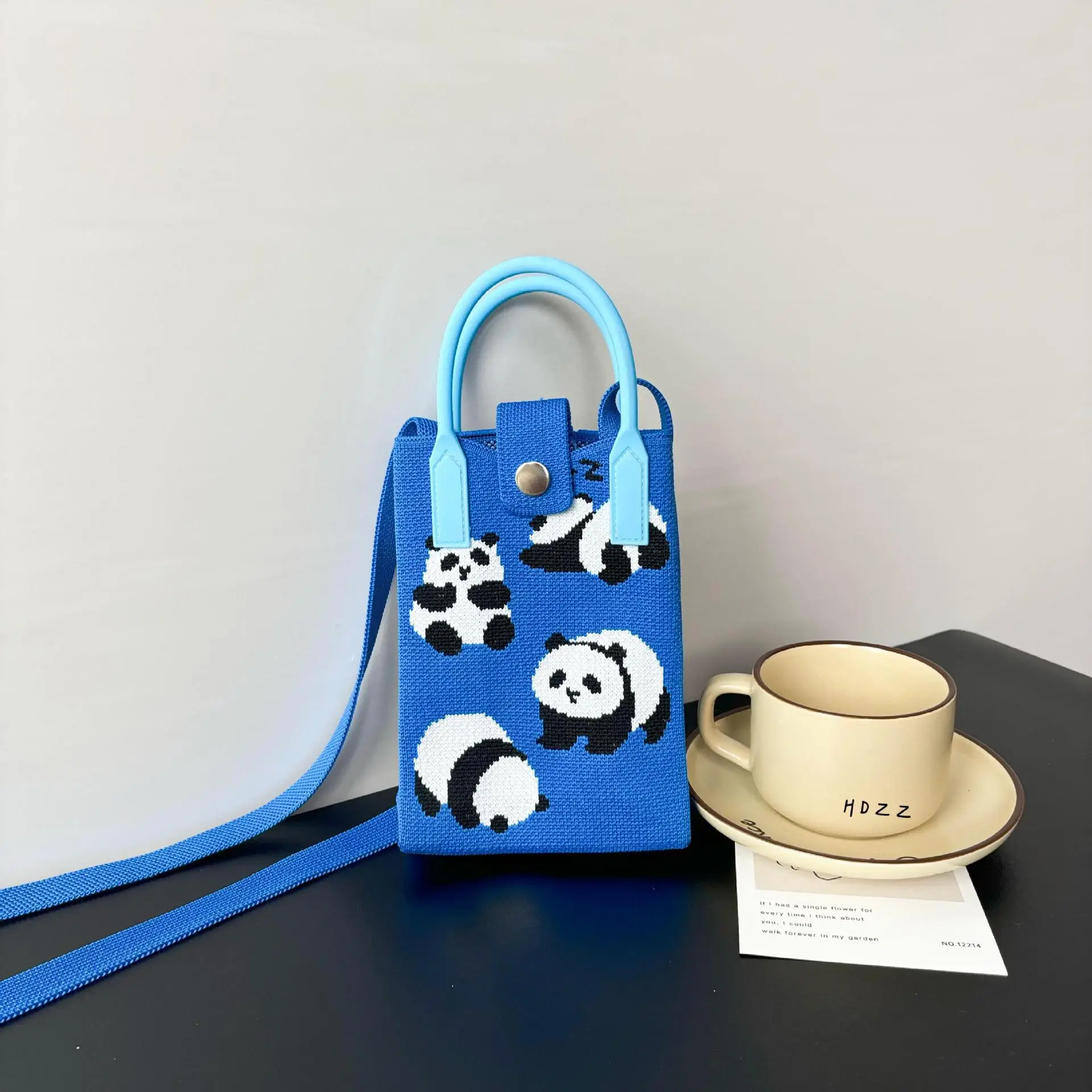 Cartoon Knitted Crossbody Bag with Green Handles - Image 19