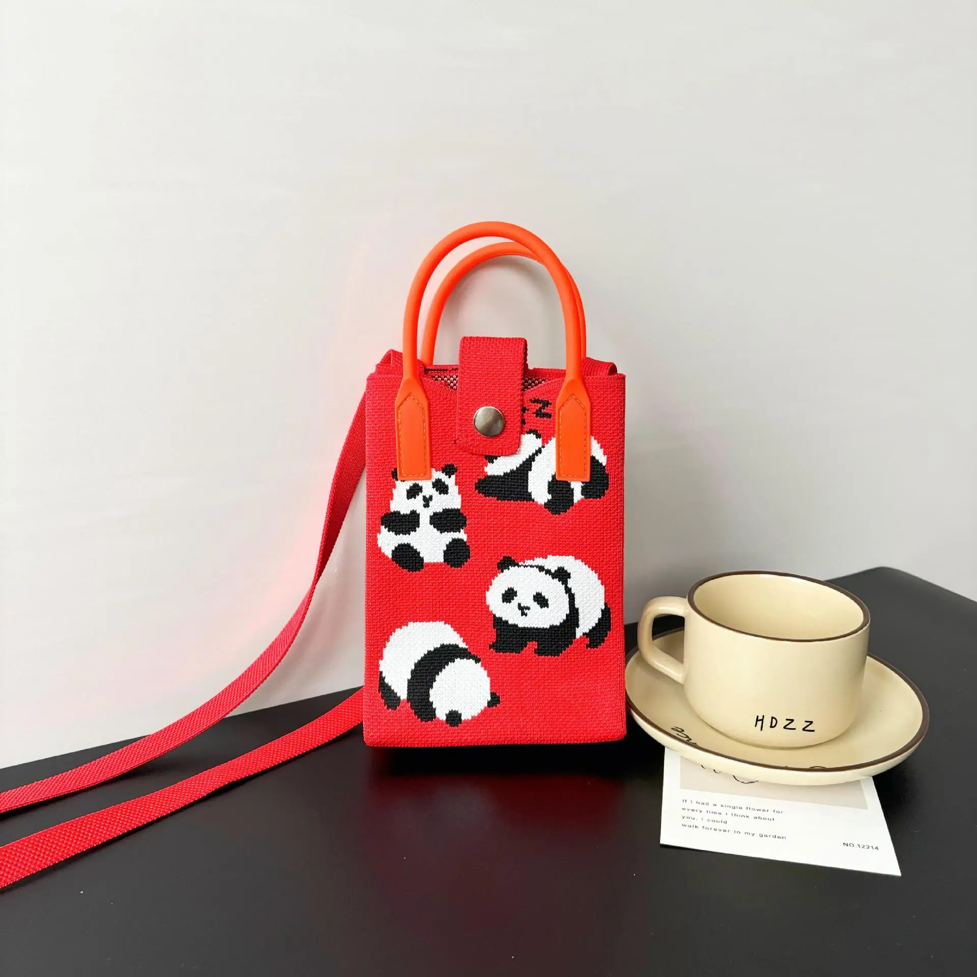 Cartoon Knitted Crossbody Bag with Green Handles - Image 20