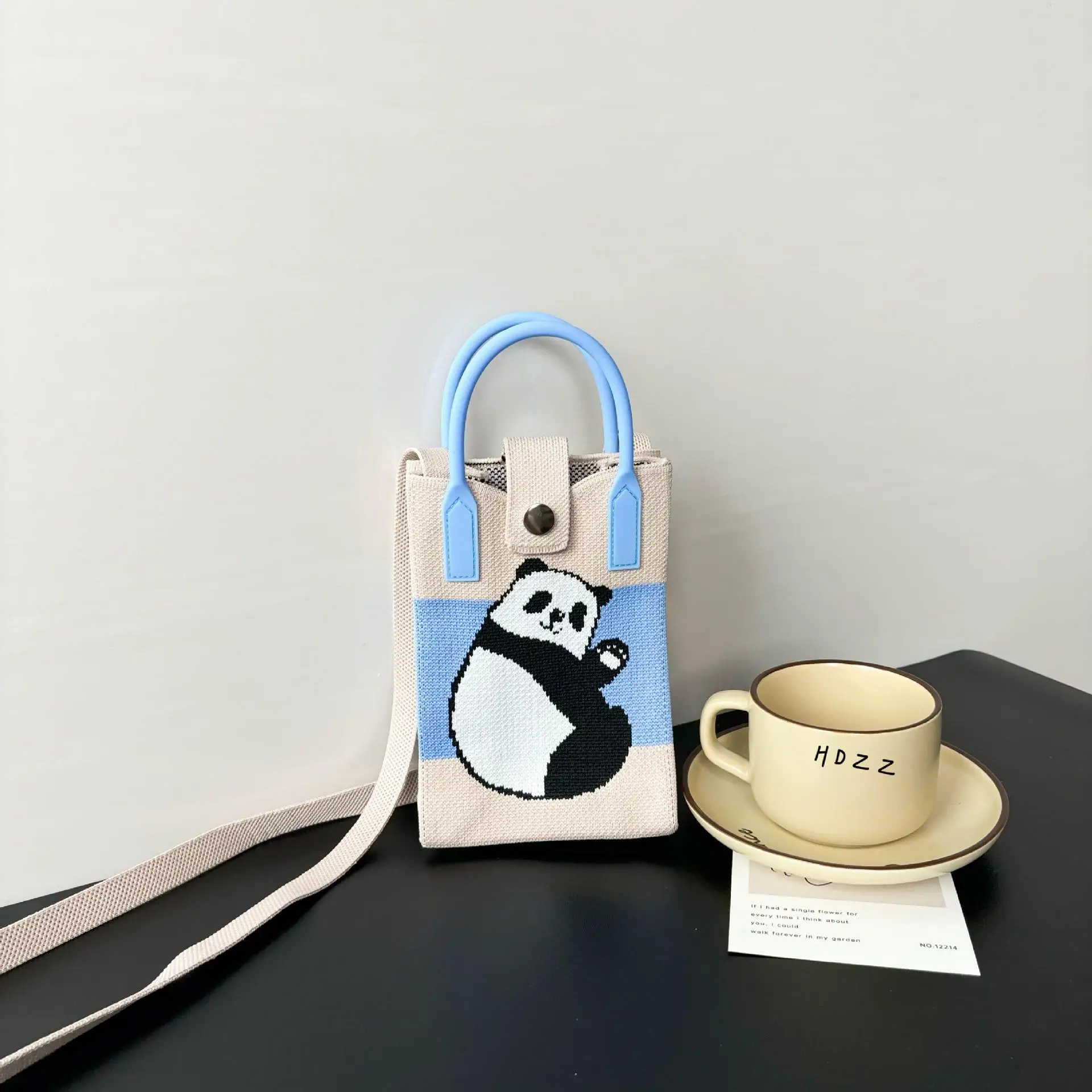 Cartoon Knitted Crossbody Bag with Green Handles - Image 21