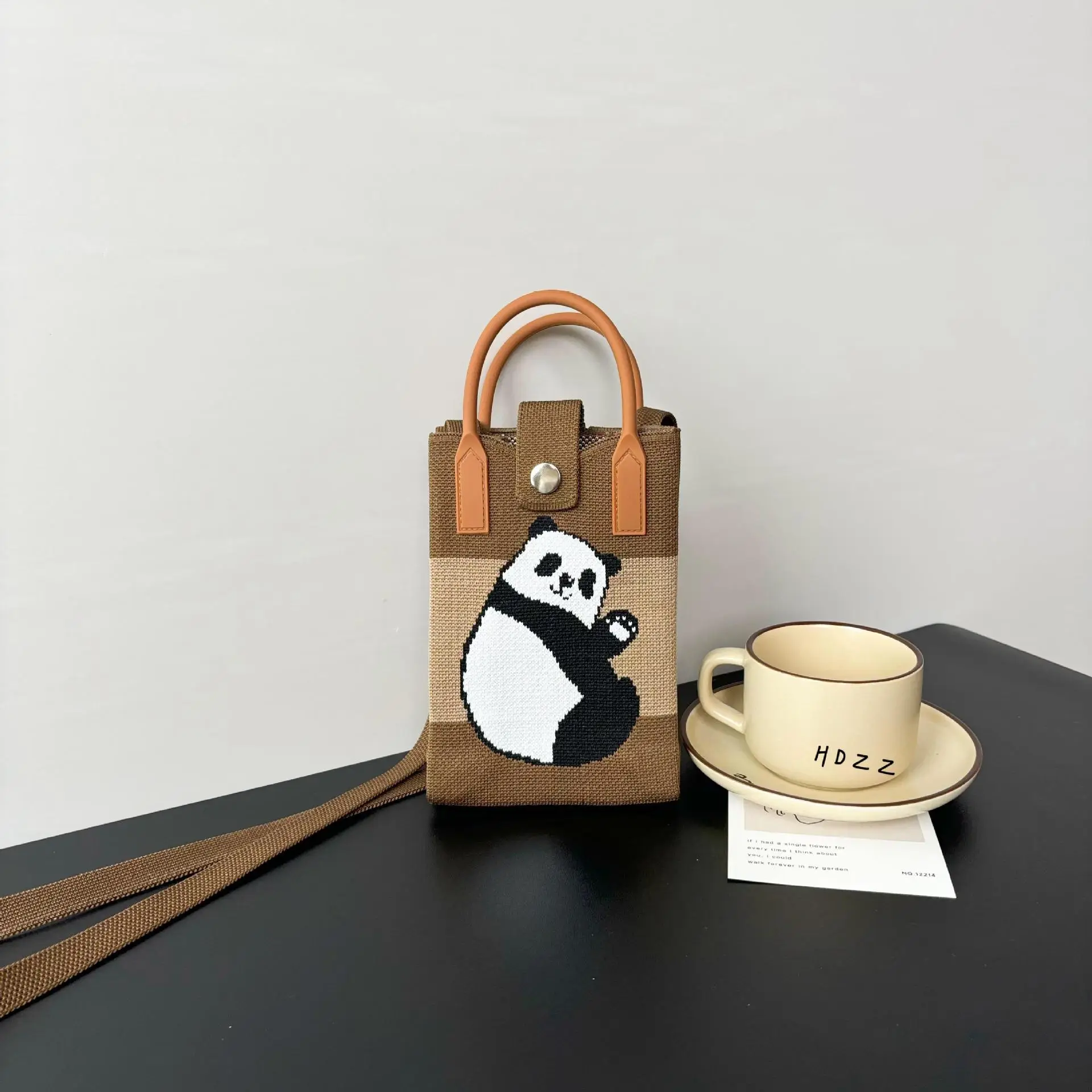 Cartoon Knitted Crossbody Bag with Green Handles - Image 23