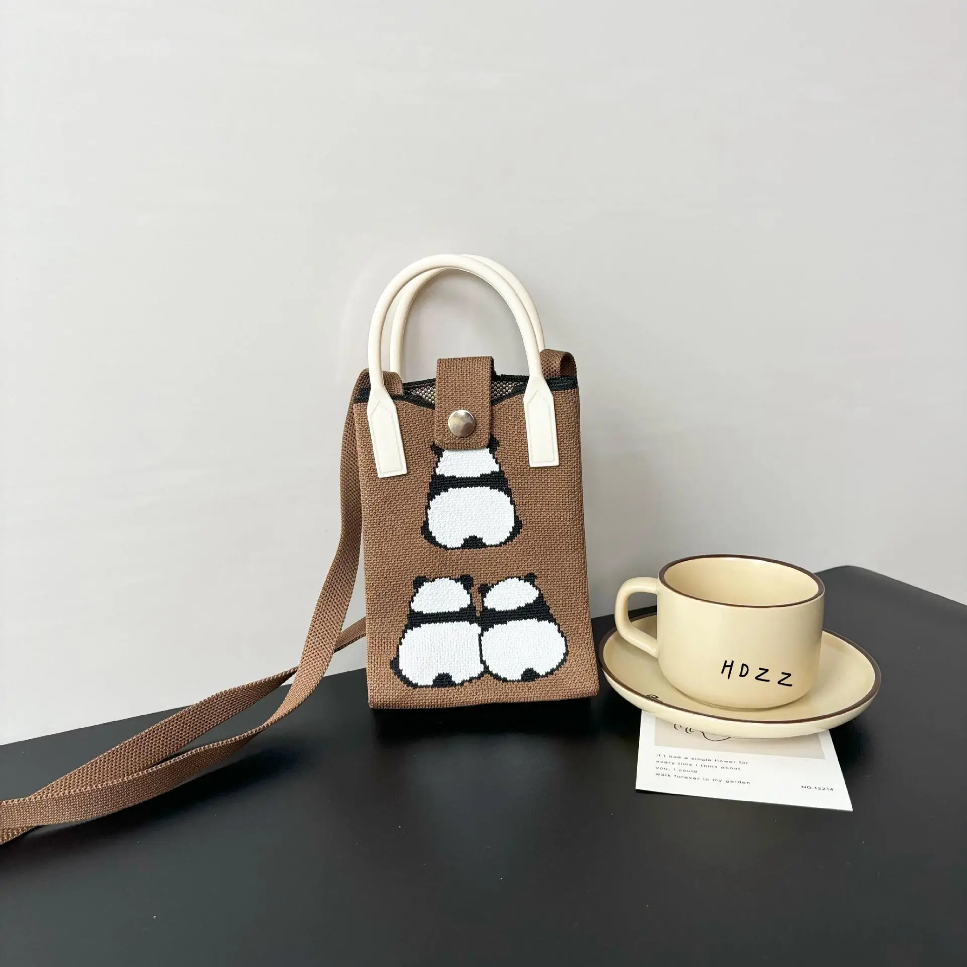 Cartoon Knitted Crossbody Bag with Green Handles - Image 30