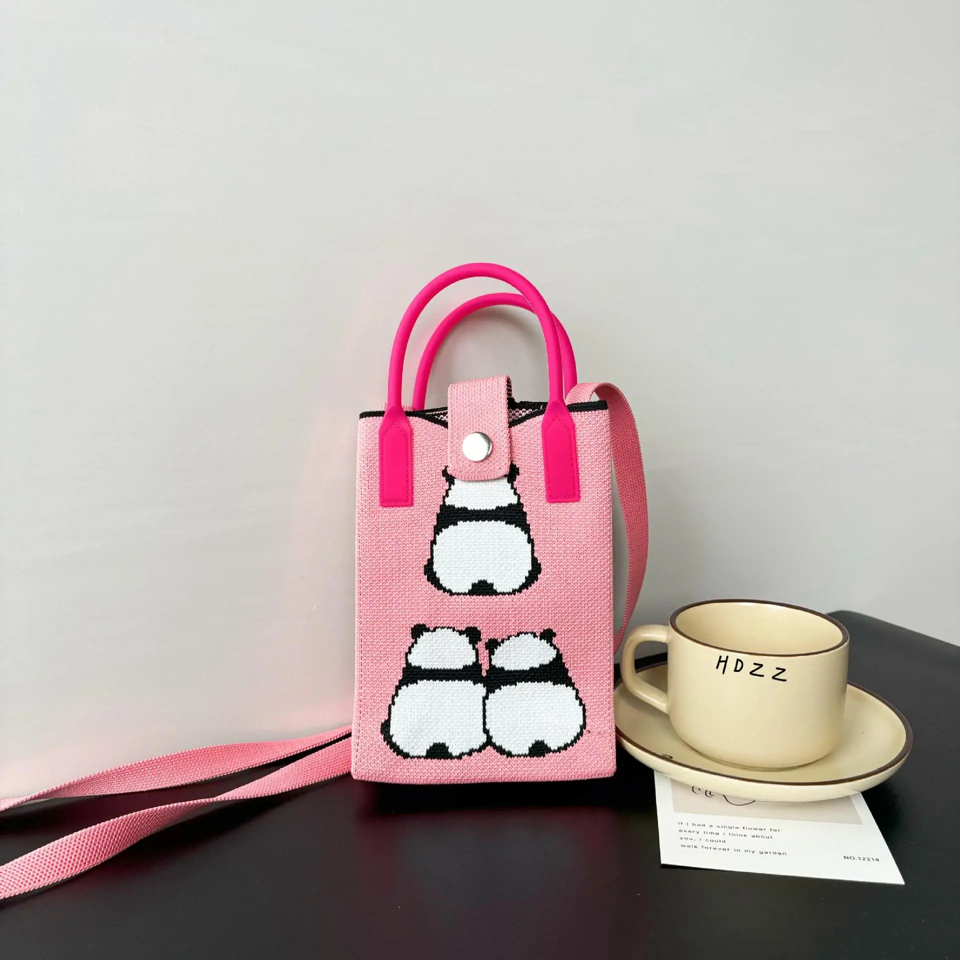 Cartoon Knitted Crossbody Bag with Green Handles - Image 33