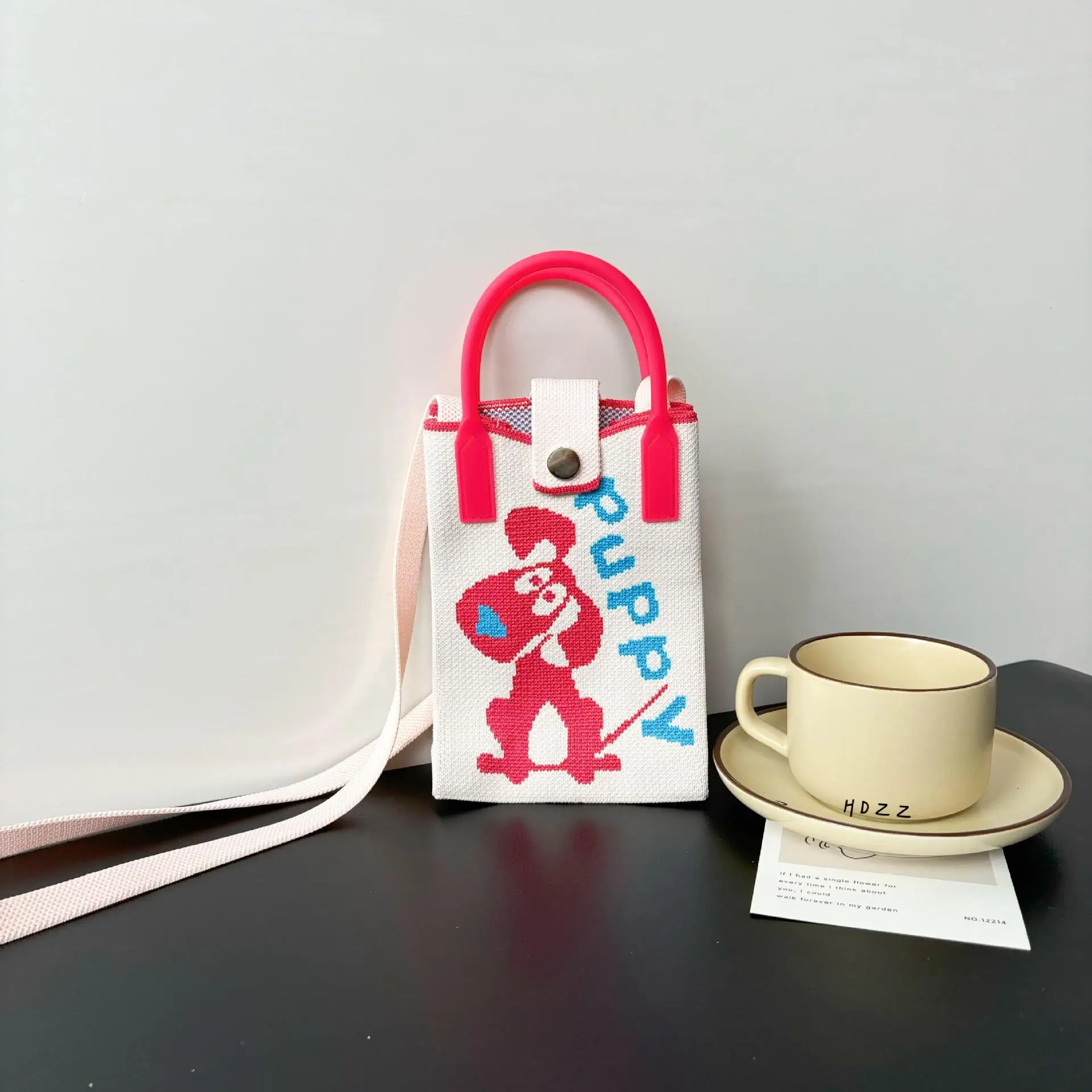 Cartoon Knitted Crossbody Bag with Green Handles - Image 36