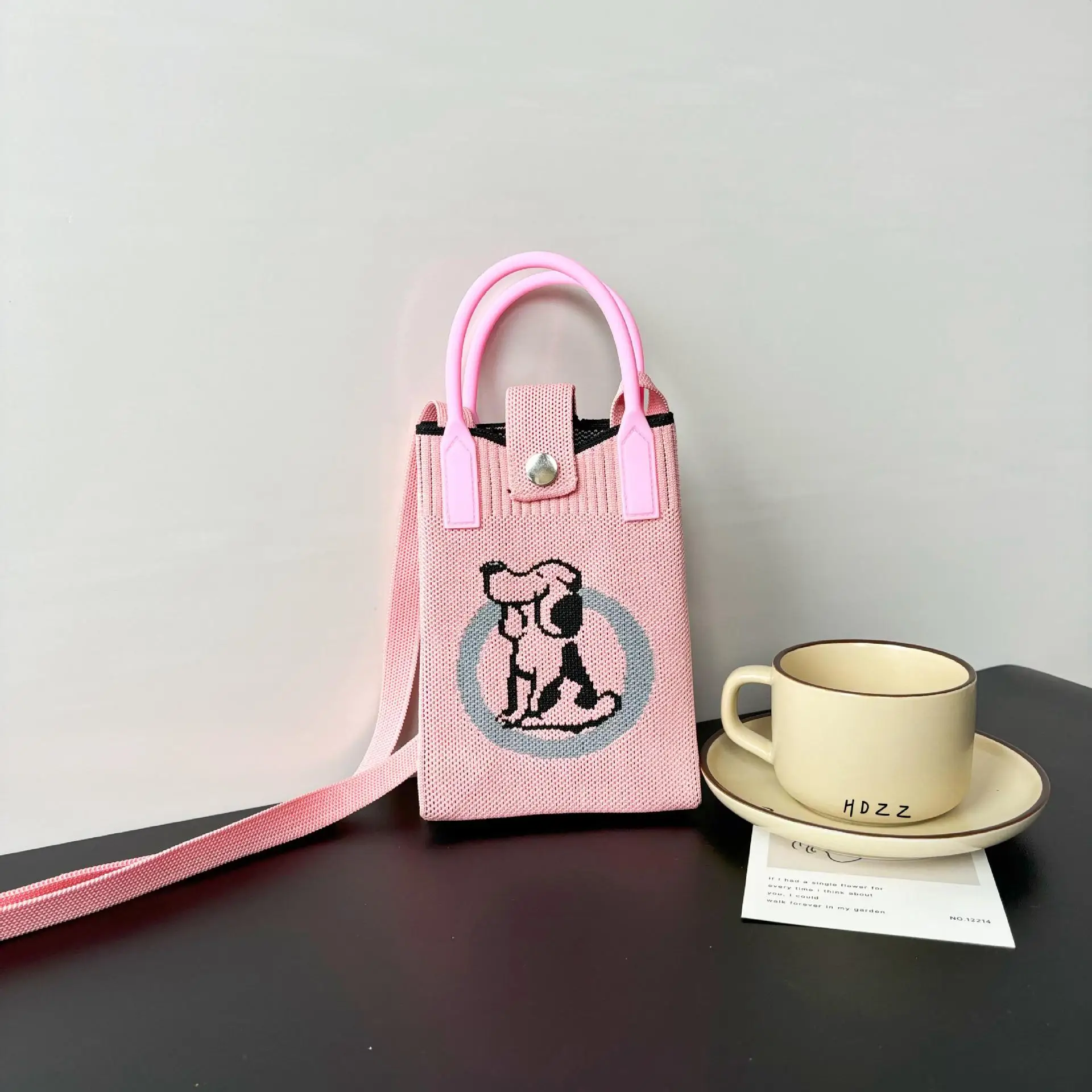 Cartoon Knitted Crossbody Bag with Green Handles - Image 38