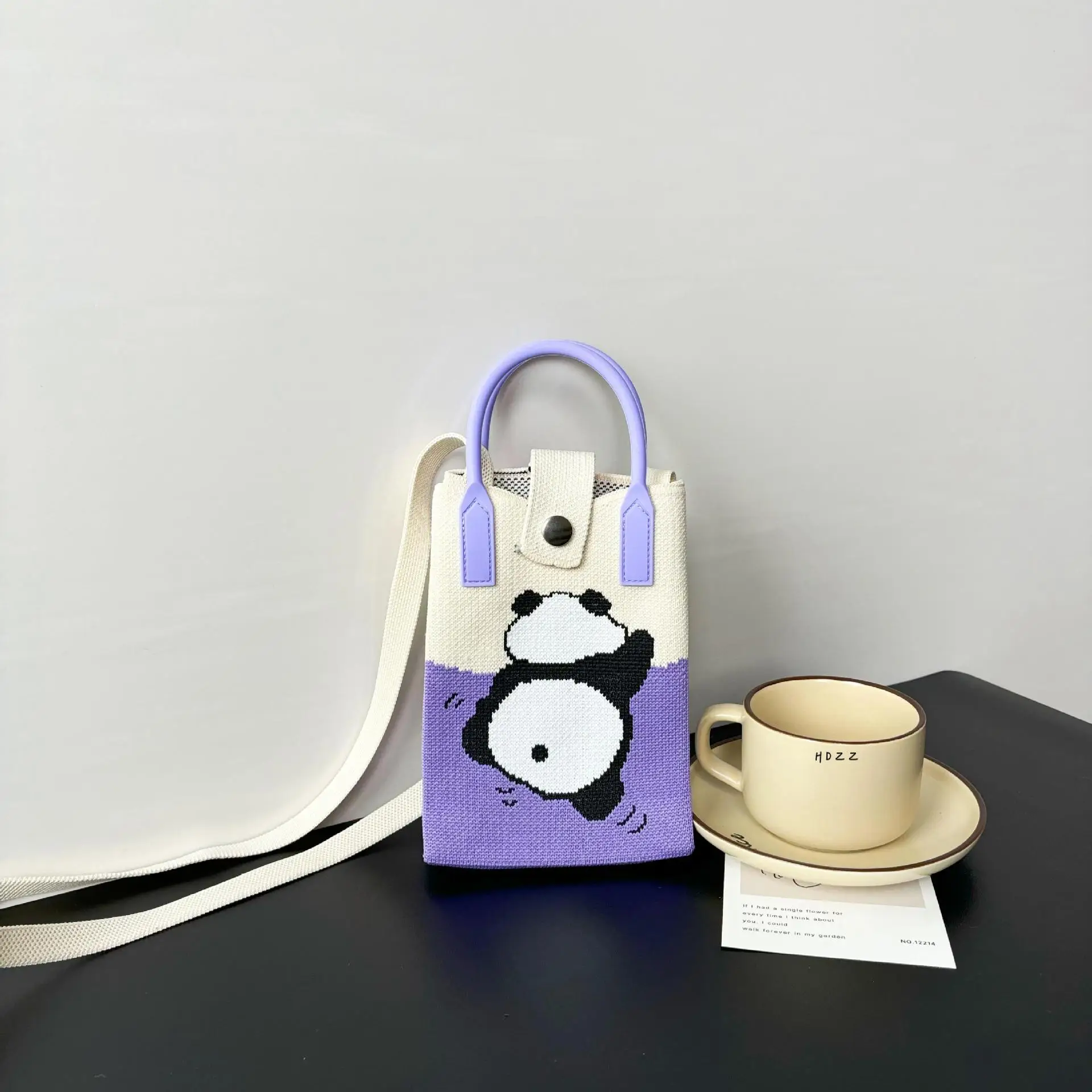 Cartoon Knitted Crossbody Bag with Green Handles - Image 43