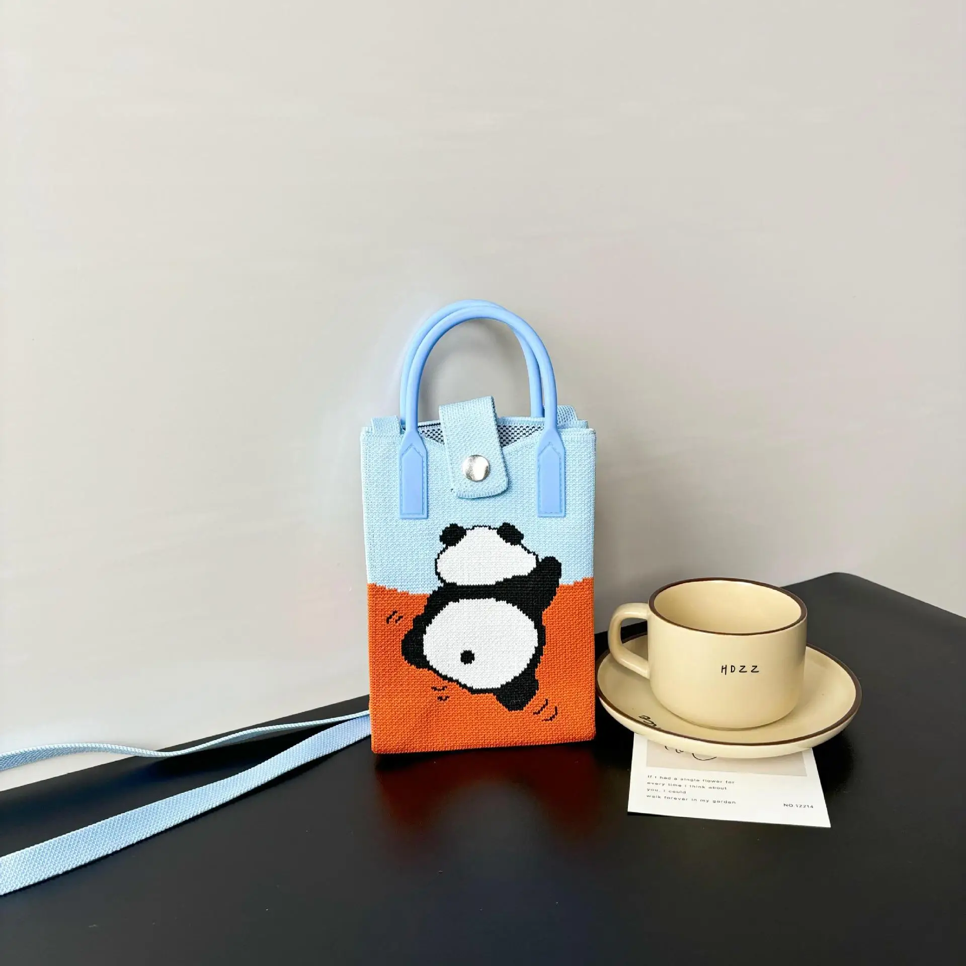 Cartoon Knitted Crossbody Bag with Green Handles - Image 44
