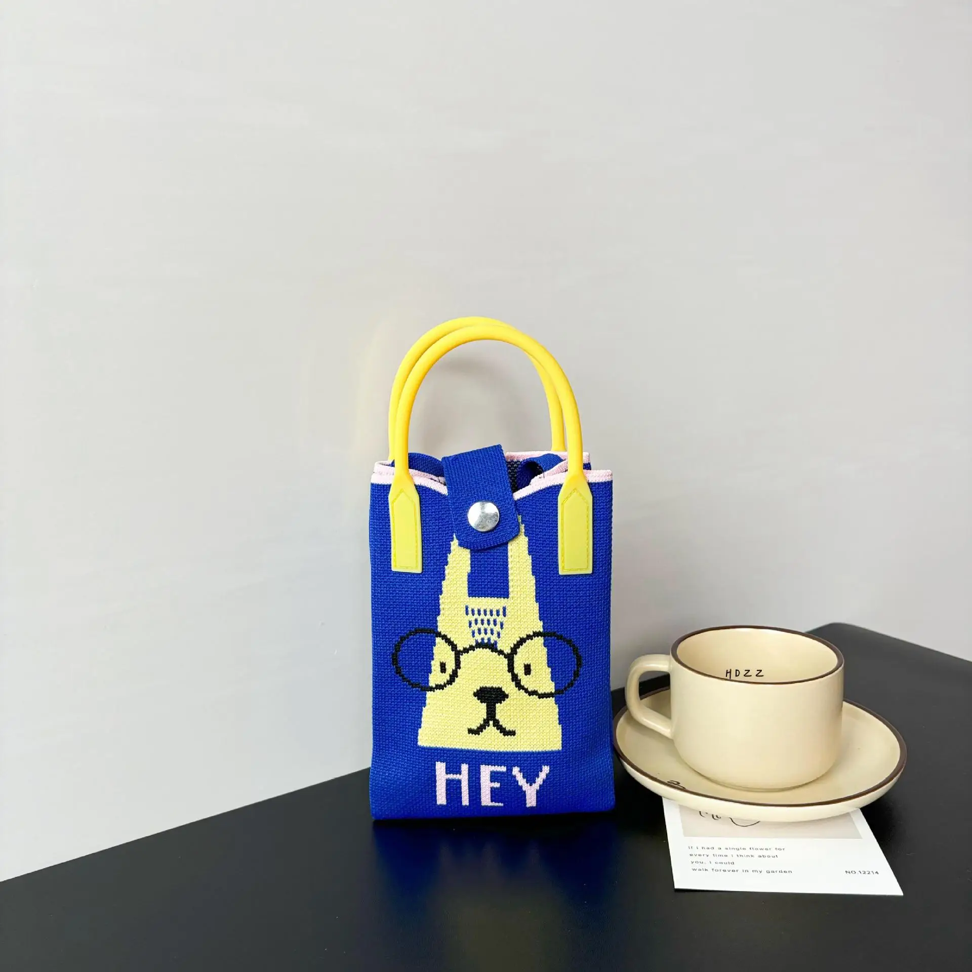 Cartoon Knitted Crossbody Bag with Green Handles - Image 53