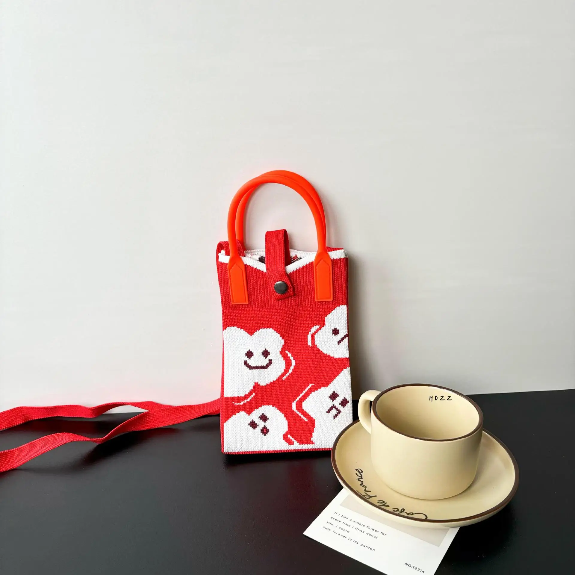 Cartoon Knitted Crossbody Bag with Green Handles - Image 58