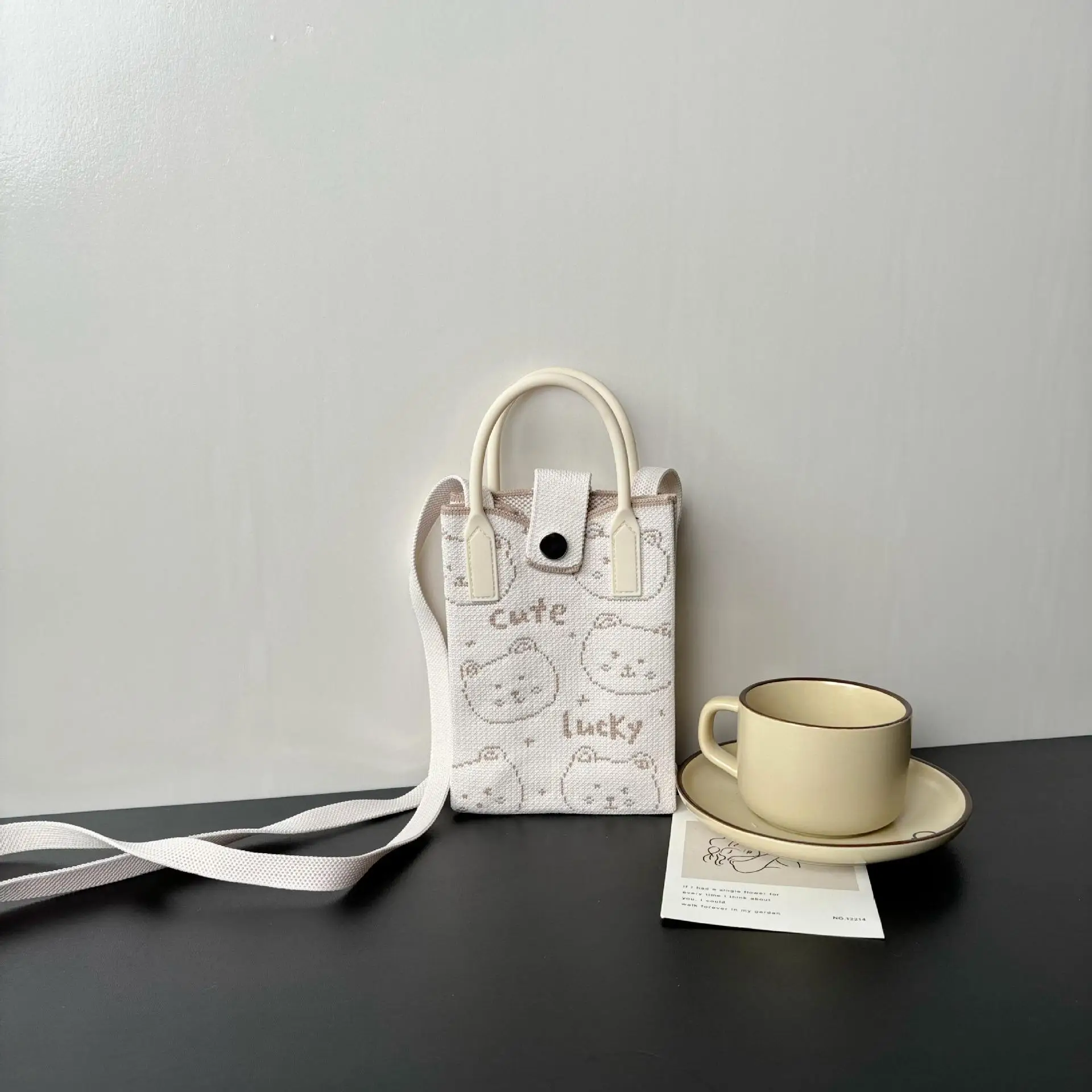 Cartoon Knitted Crossbody Bag with Green Handles - Image 65