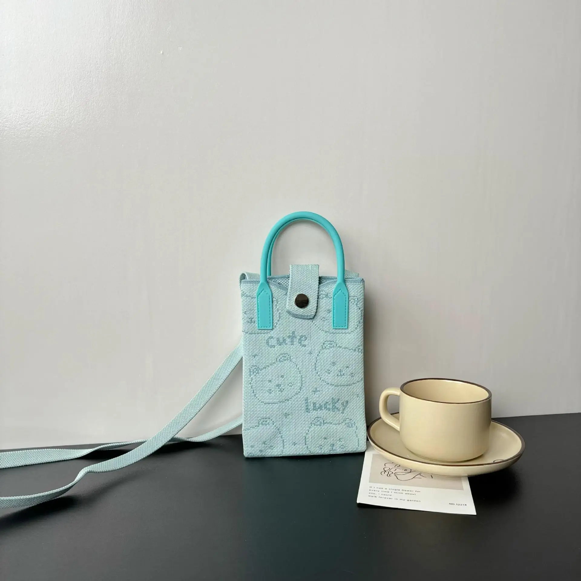 Cartoon Knitted Crossbody Bag with Green Handles - Image 67