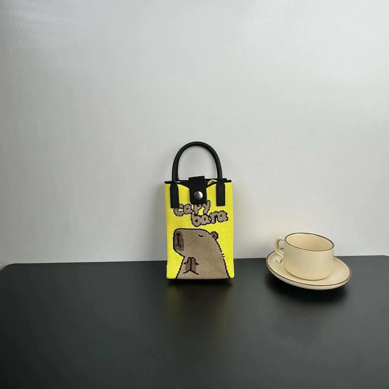 Cartoon Knitted Crossbody Bag with Green Handles - Image 70