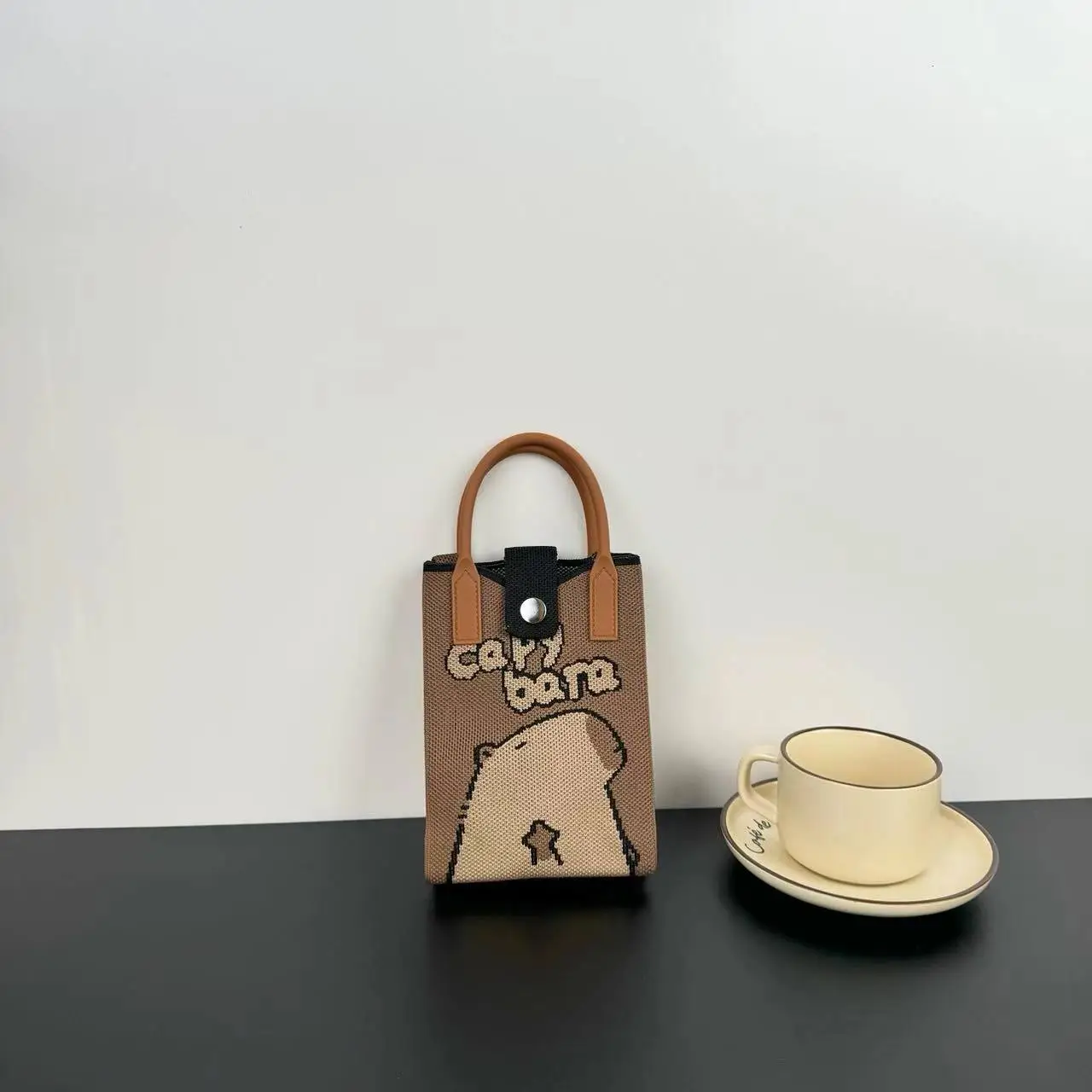 Cartoon Knitted Crossbody Bag with Green Handles - Image 75