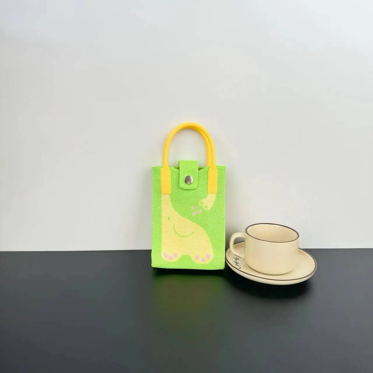 Cartoon Knitted Crossbody Bag with Green Handles - Image 76