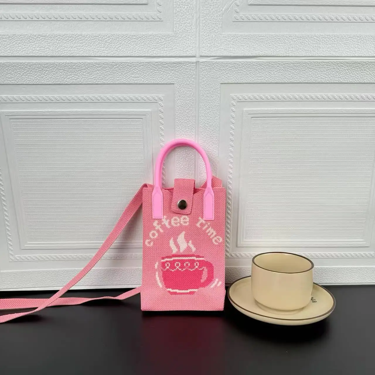 Cartoon Knitted Crossbody Bag with Green Handles - Image 83