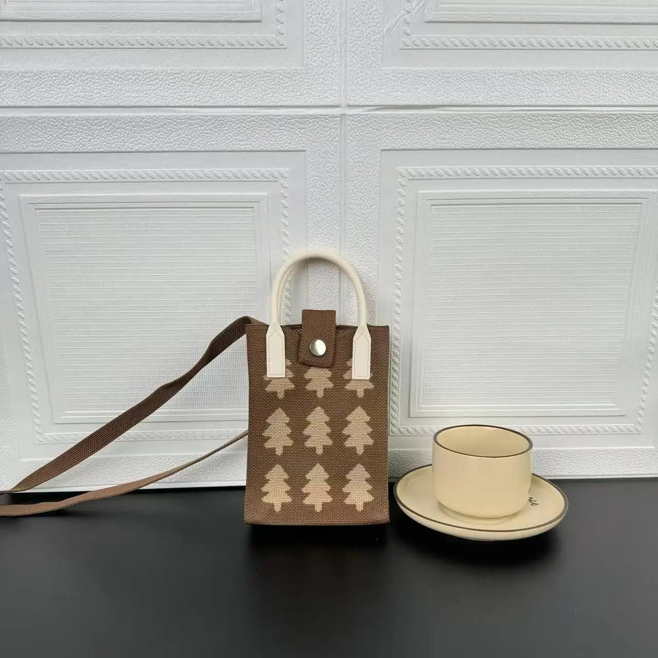 Cartoon Knitted Crossbody Bag with Green Handles - Image 84