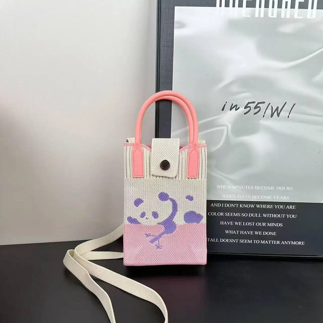 Cartoon Knitted Crossbody Bag with Green Handles - Image 87