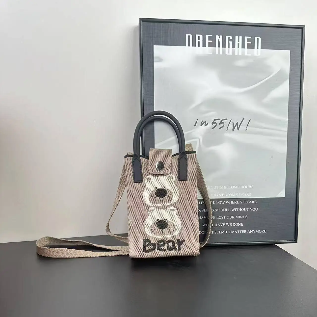 Cartoon Knitted Crossbody Bag with Green Handles - Image 91