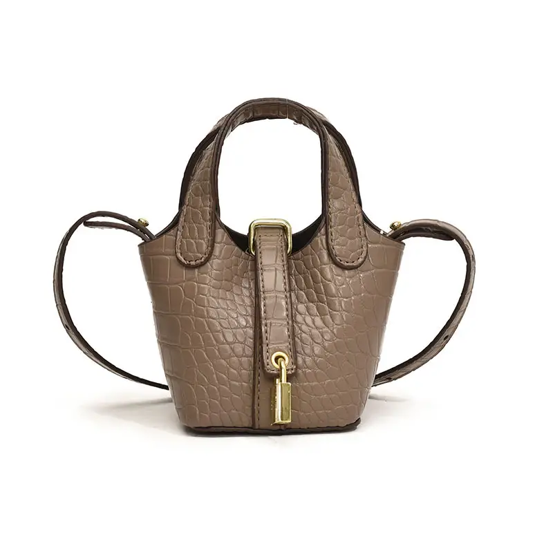 Women's Mini Croc Leather Shoulder Bag Beige 2024 - Image 2