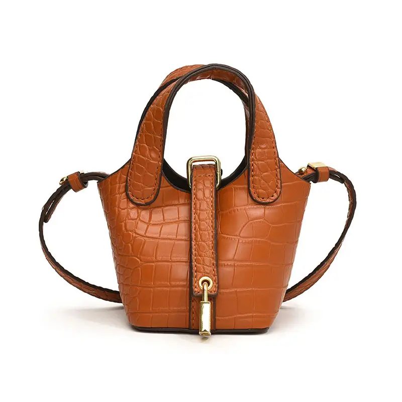 Women's Mini Croc Leather Shoulder Bag Beige 2024 - Image 6