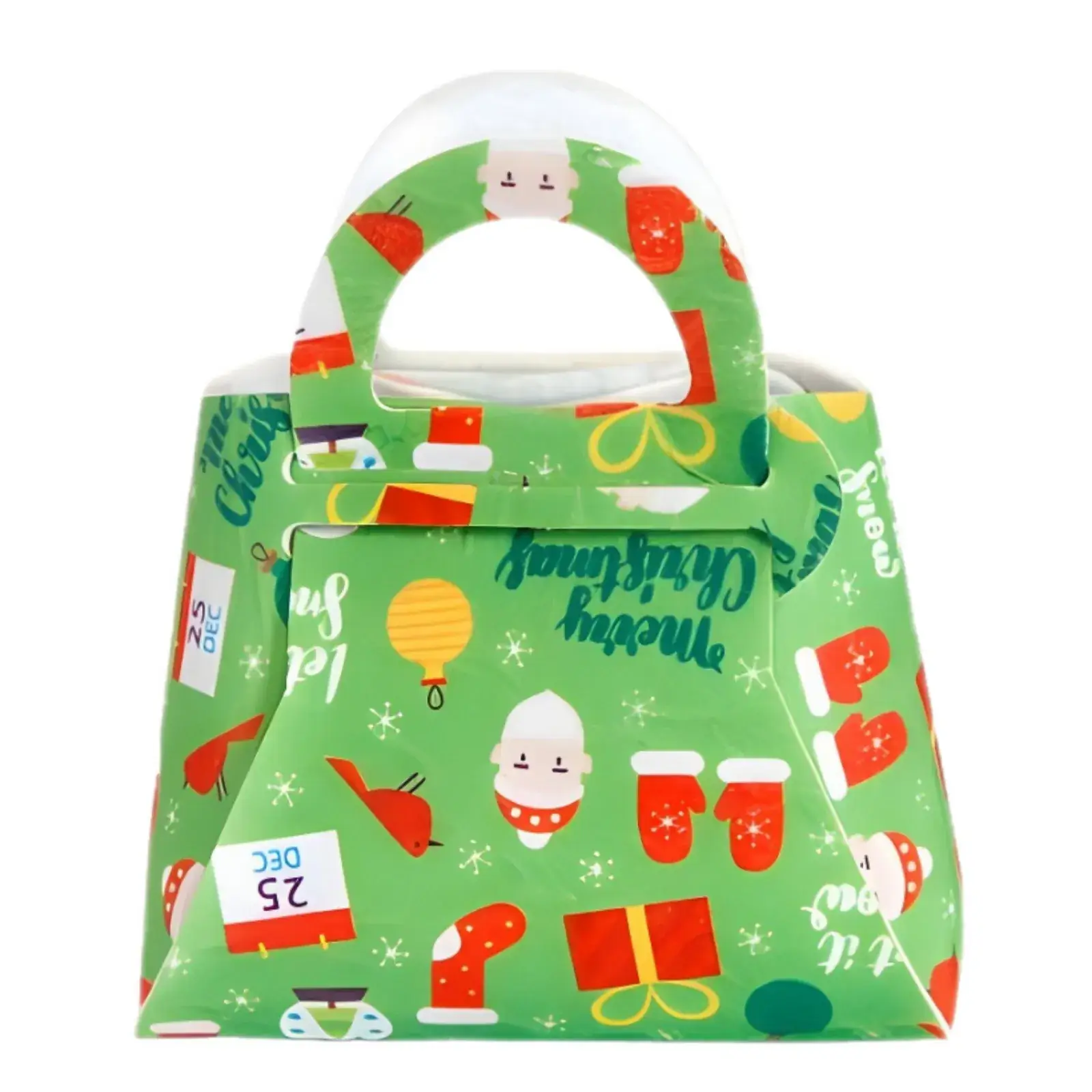 Christmas Felt Tote Bag Green Red Bow Decor - Image 28