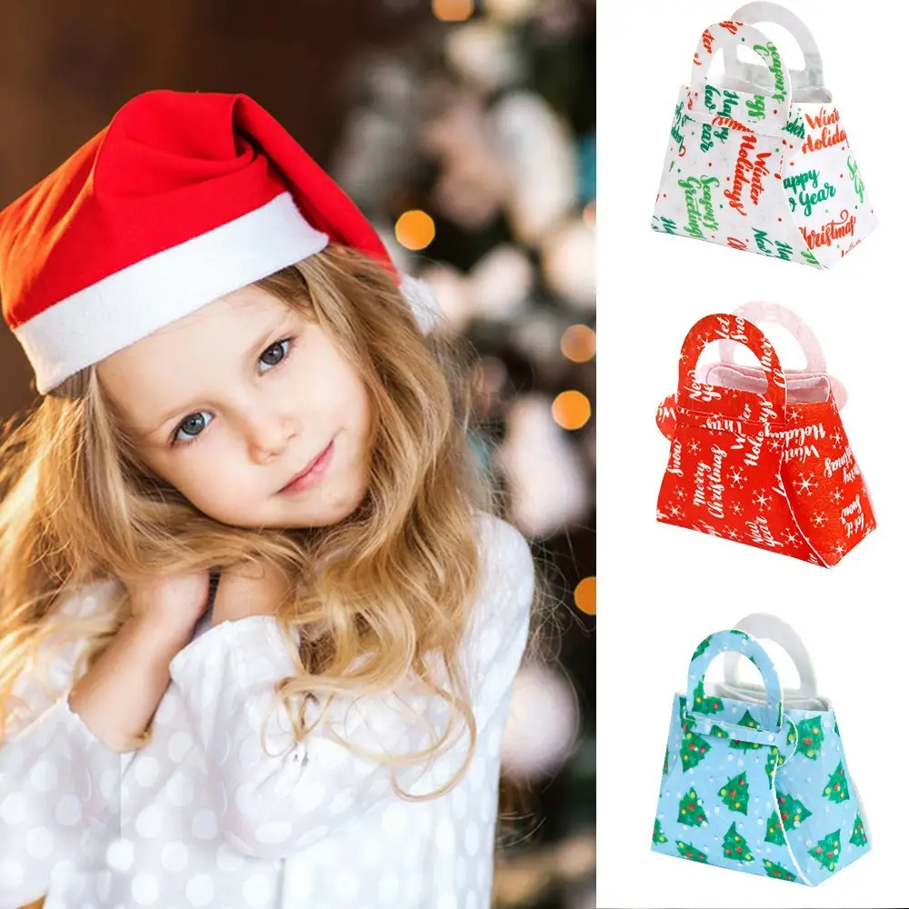 Christmas Felt Tote Bag Green Red Bow Decor — feature 17