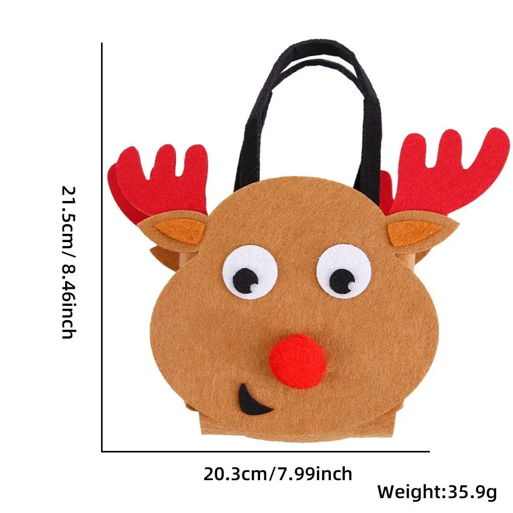 Christmas Felt Tote Bag Green Red Bow Decor - Image 10