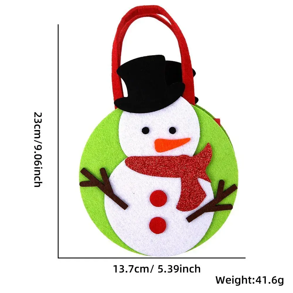 Christmas Felt Tote Bag Green Red Bow Decor - Image 11