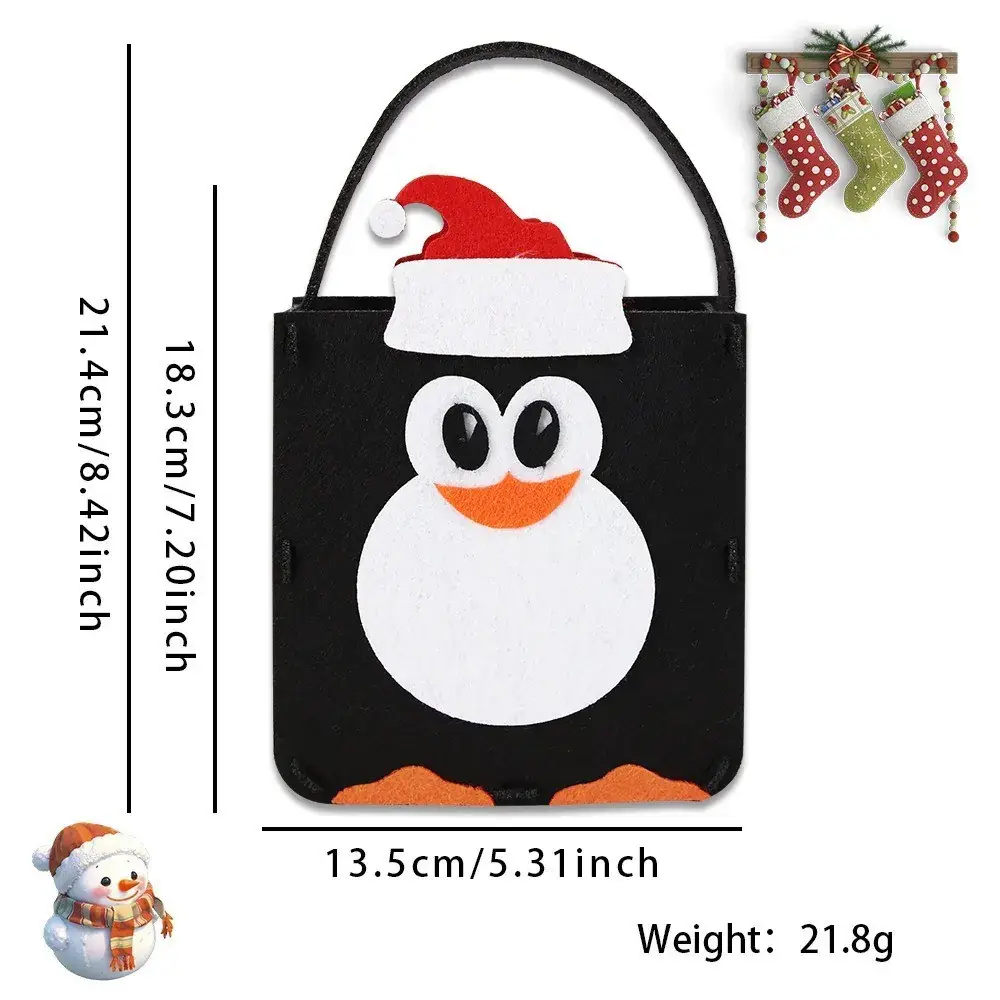 Christmas Felt Tote Bag Green Red Bow Decor - Image 13