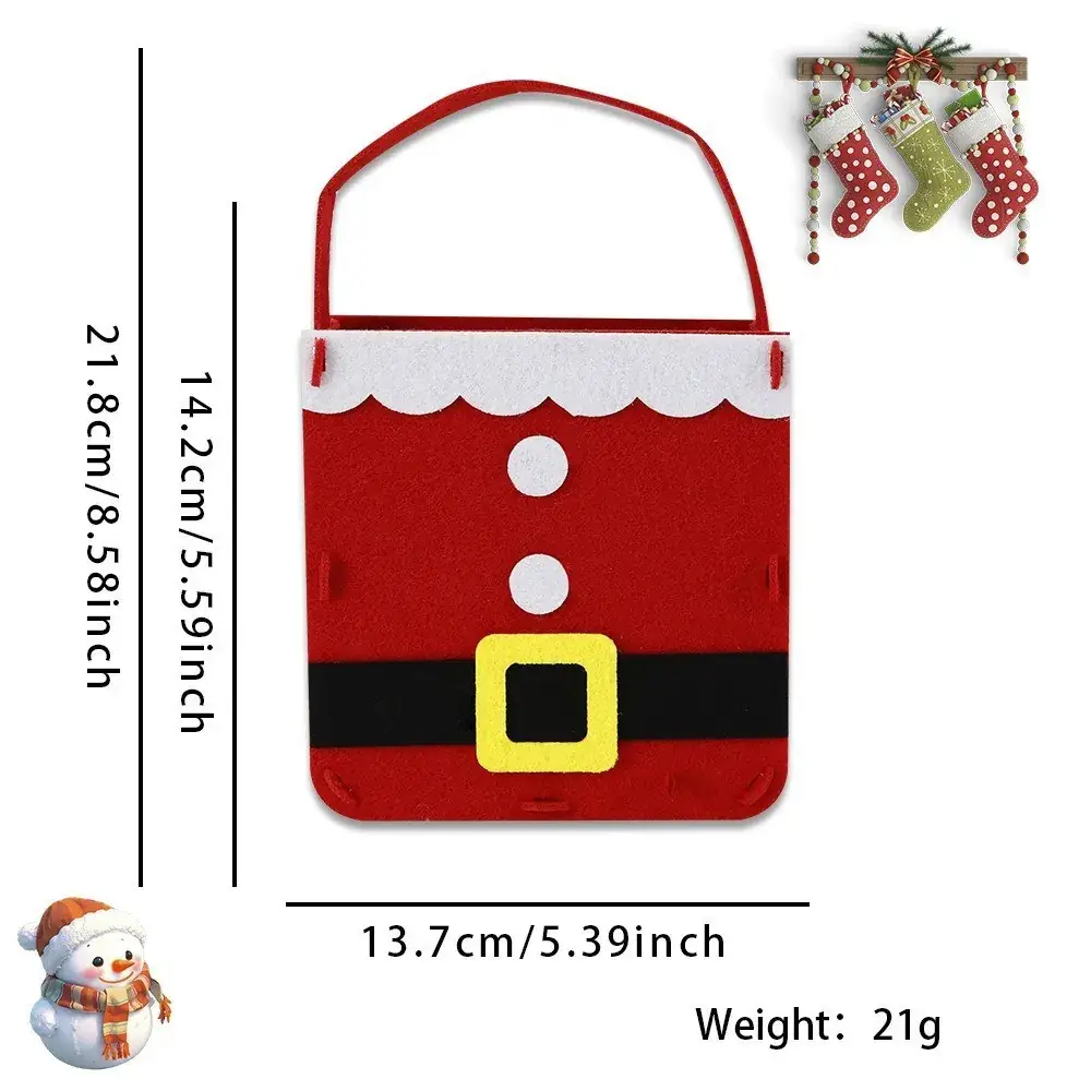 Christmas Felt Tote Bag Green Red Bow Decor - Image 16
