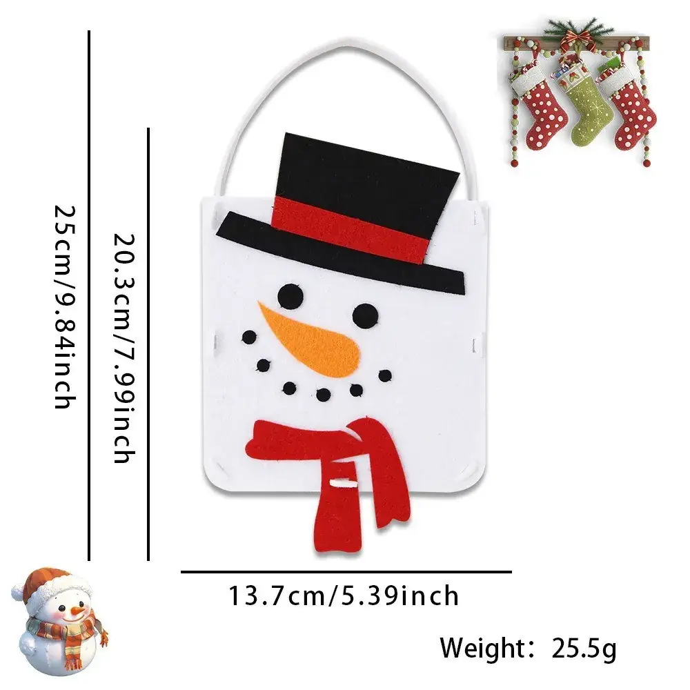 Christmas Felt Tote Bag Green Red Bow Decor - Image 17