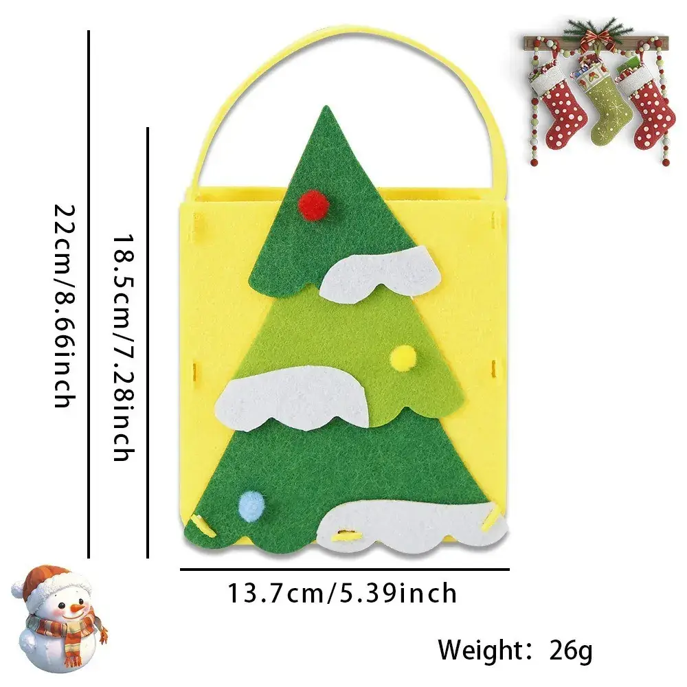 Christmas Felt Tote Bag Green Red Bow Decor - Image 18