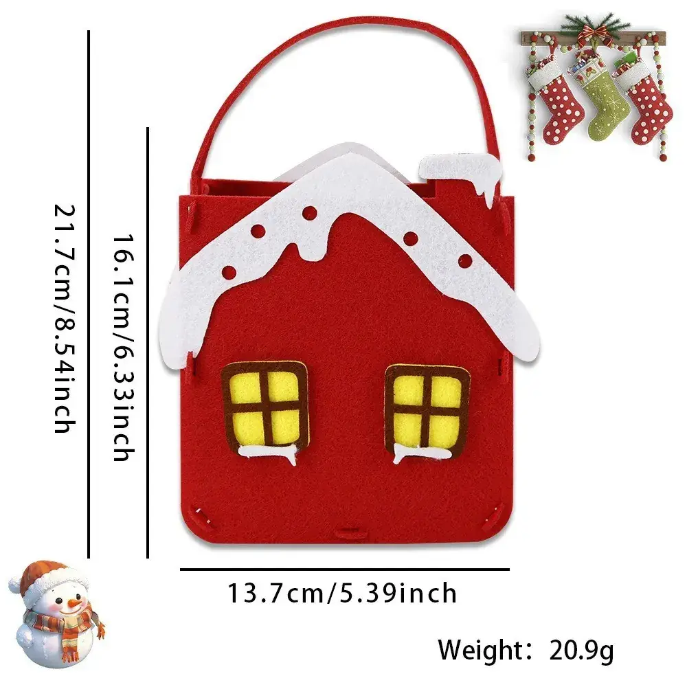 Christmas Felt Tote Bag Green Red Bow Decor - Image 19