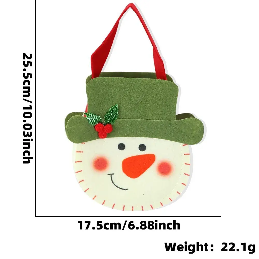 Christmas Felt Tote Bag Green Red Bow Decor - Image 21