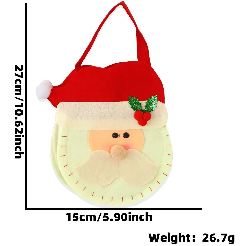 Christmas Felt Tote Bag Green Red Bow Decor - Image 22