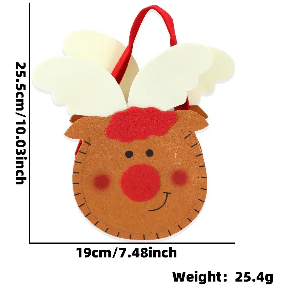 Christmas Felt Tote Bag Green Red Bow Decor - Image 23