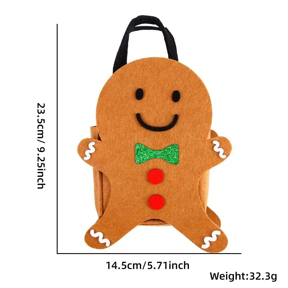 Christmas Felt Tote Bag Green Red Bow Decor - Image 5