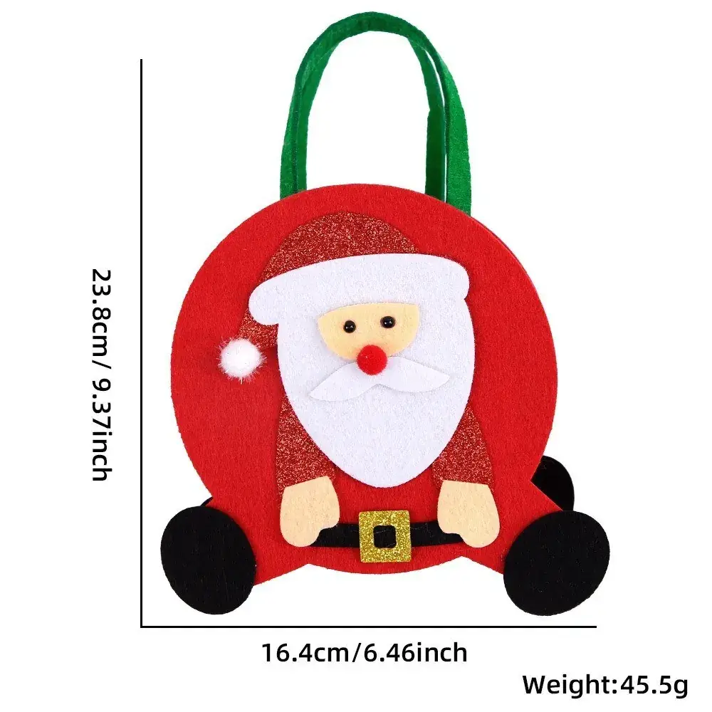 Christmas Felt Tote Bag Green Red Bow Decor - Image 7