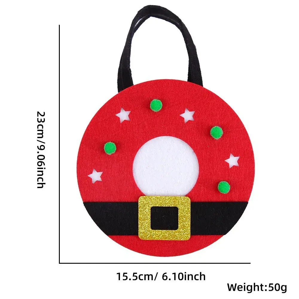 Christmas Felt Tote Bag Green Red Bow Decor - Image 8