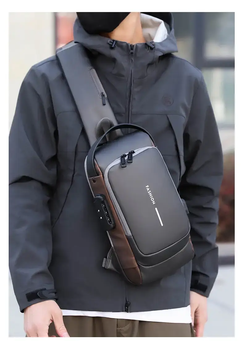 Men's Anti-Theft Chest Bag Shoulder Messenger Business Portable — feature 12