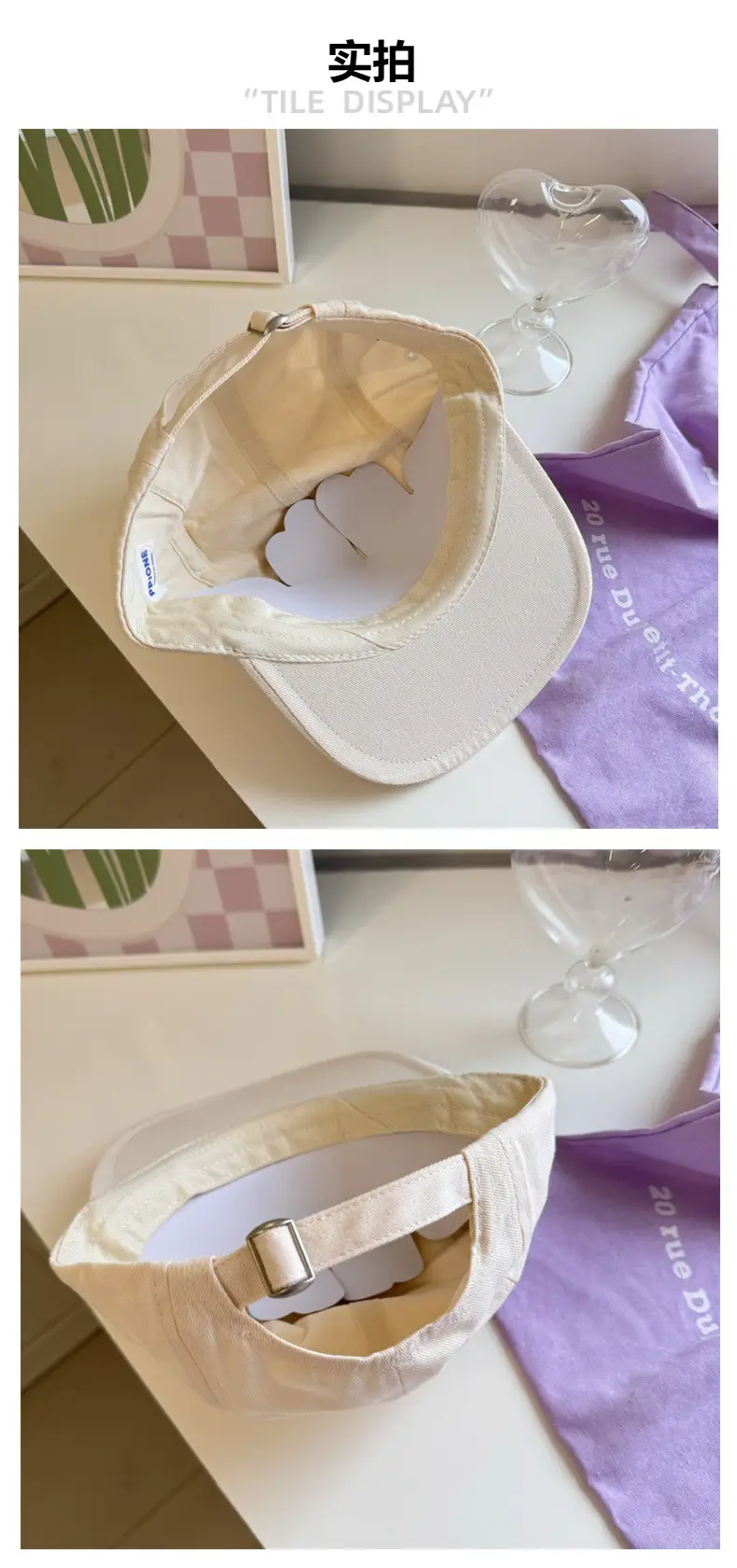 Women's Embroidered Baseball Cap with Contrasting Ribbon Bow — feature 5